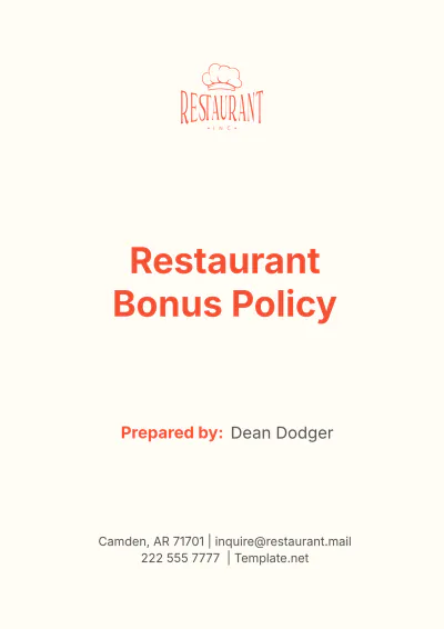 Free Restaurant Bonus Policy Template to Edit Online