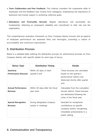 Free Restaurant Bonus Policy Template to Edit Online