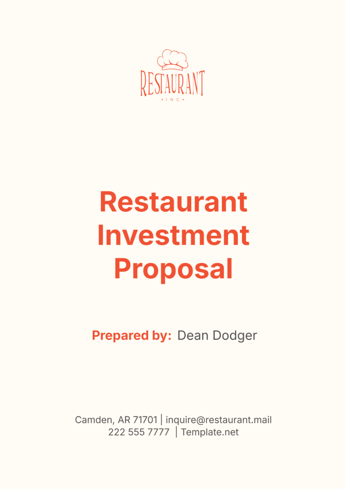 Restaurant Investment Proposal Template - Edit Online & Download