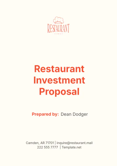 Free Restaurant Investment Proposal Template to Edit Online