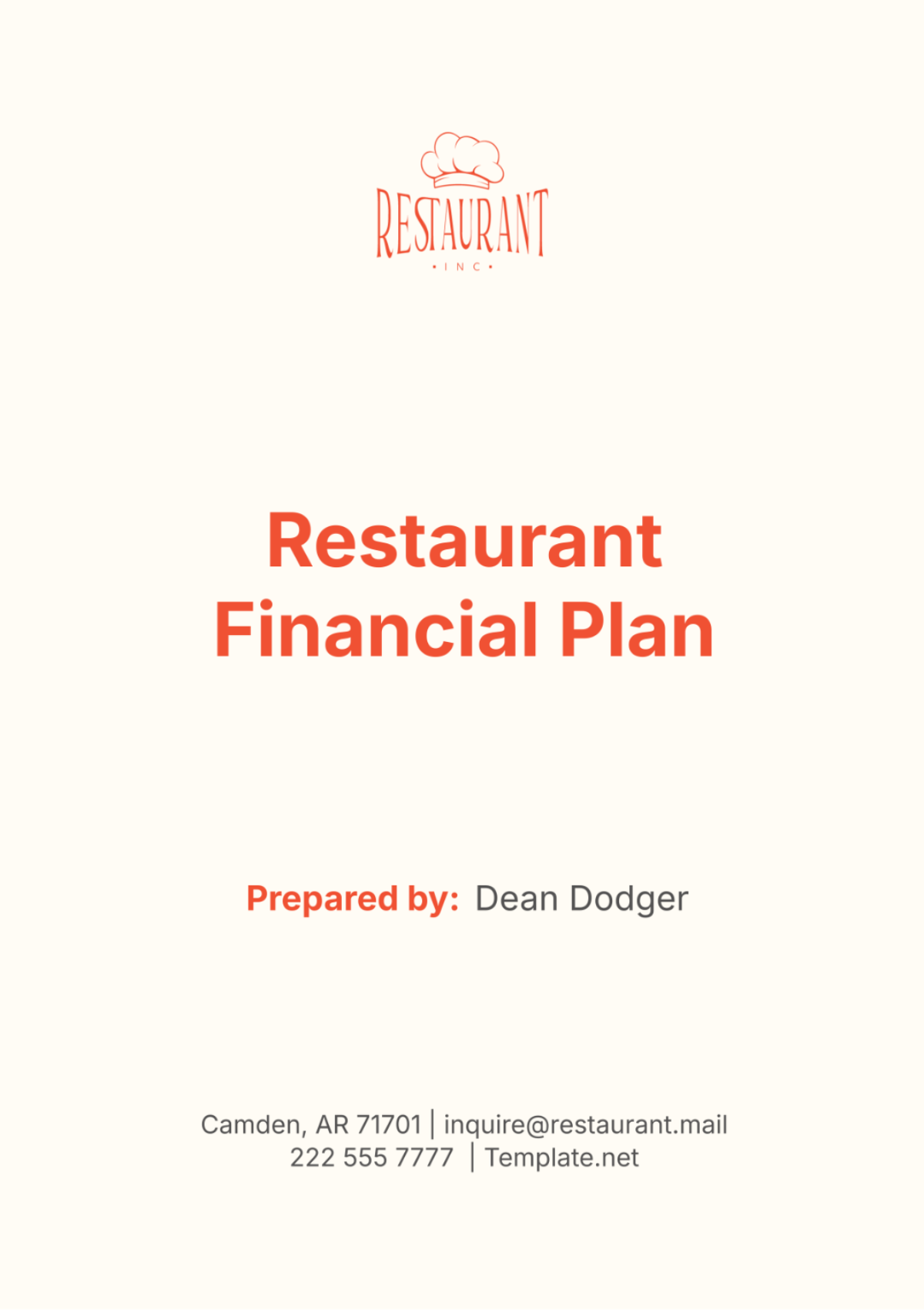 Restaurant Financial Plan Template - Edit Online & Download