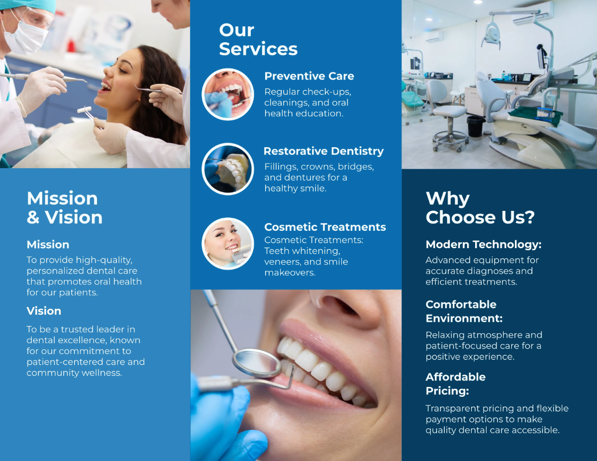 Free Dental Clinic Brochure Template to Edit Online