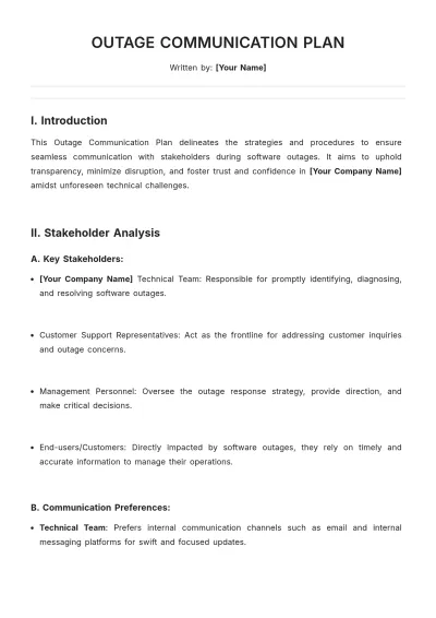 Free Outage Communication Plan Template to Edit Online