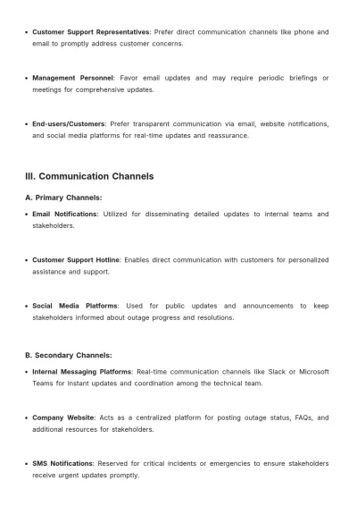 Free Outage Communication Plan Template to Edit Online