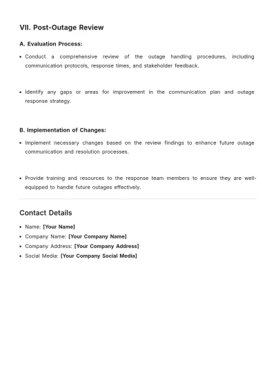 Free Outage Communication Plan Template to Edit Online