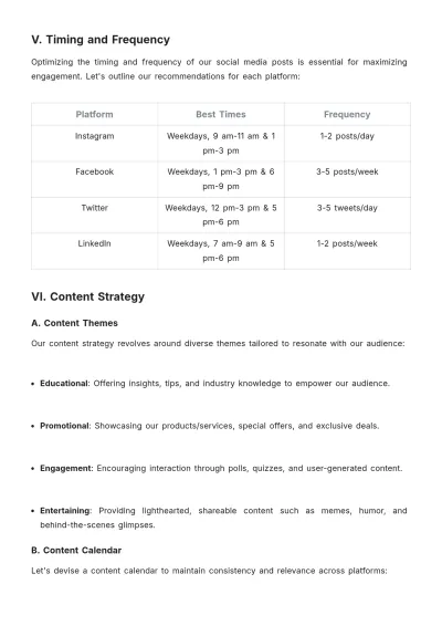 Free Social Media Communication Plan Template to Edit Online