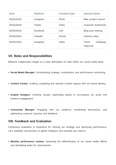 Free Social Media Communication Plan Template to Edit Online