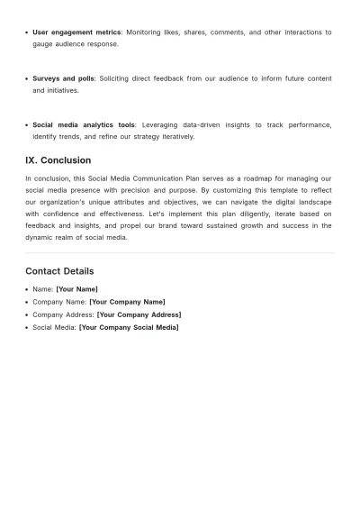 Free Social Media Communication Plan Template to Edit Online