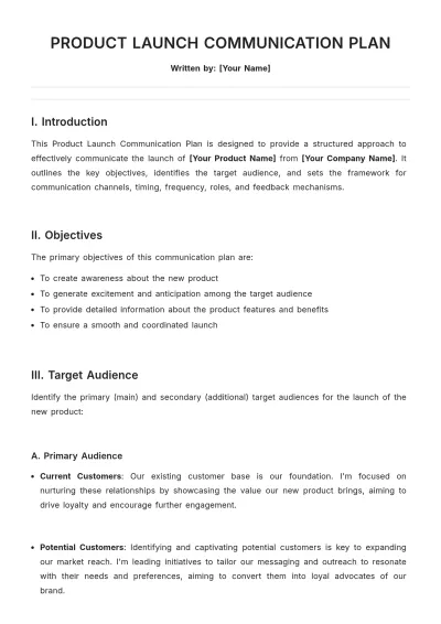 Free Product Launch Communication Plan Template to Edit Online