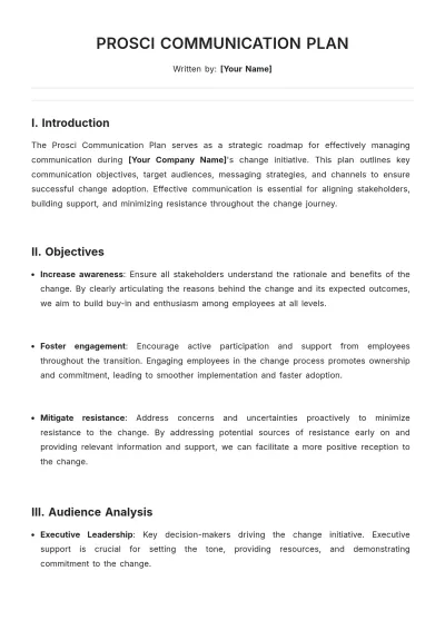 Free Prosci Communication Plan Template to Edit Online