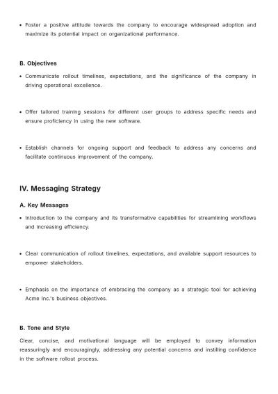 Free Software Rollout Communication Plan Template to Edit Online