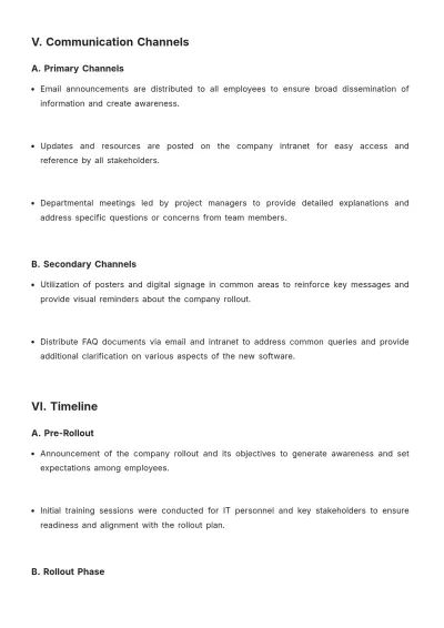 Free Software Rollout Communication Plan Template to Edit Online