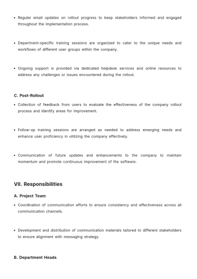Free Software Rollout Communication Plan Template to Edit Online