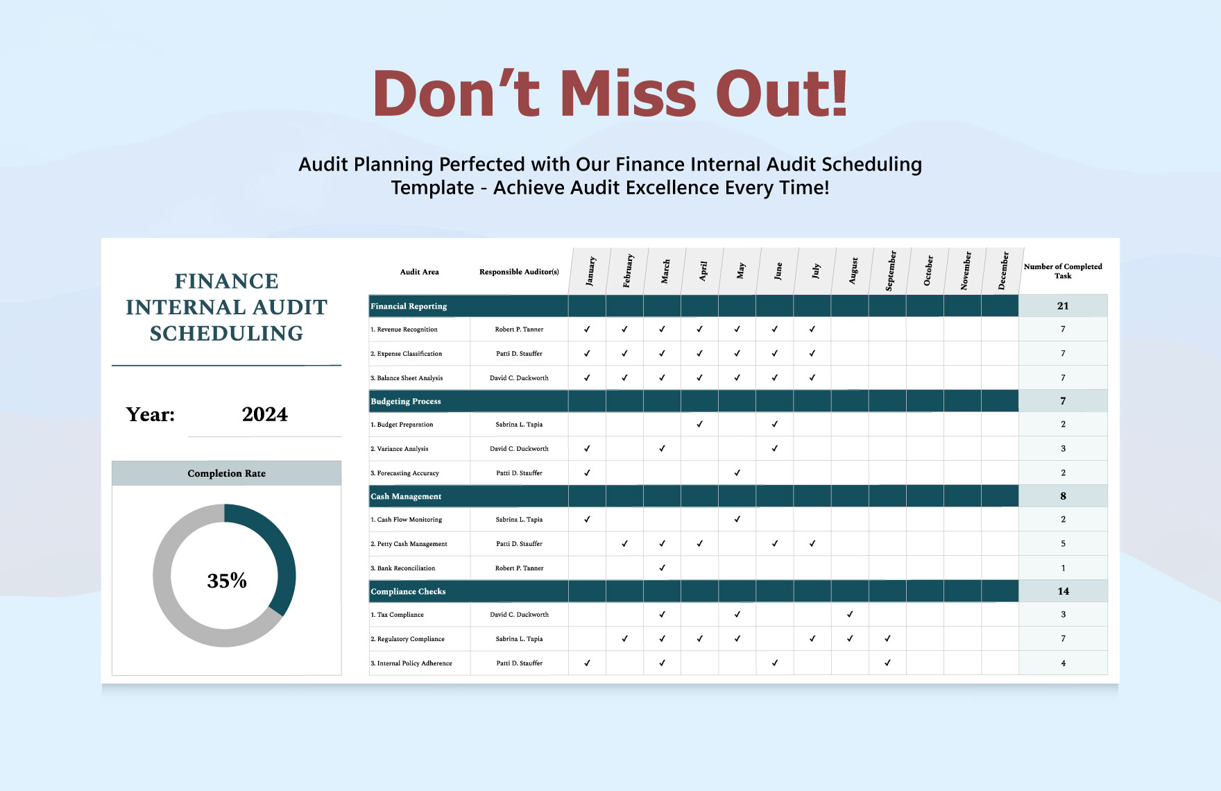 Finance Internal Audit Scheduling Template