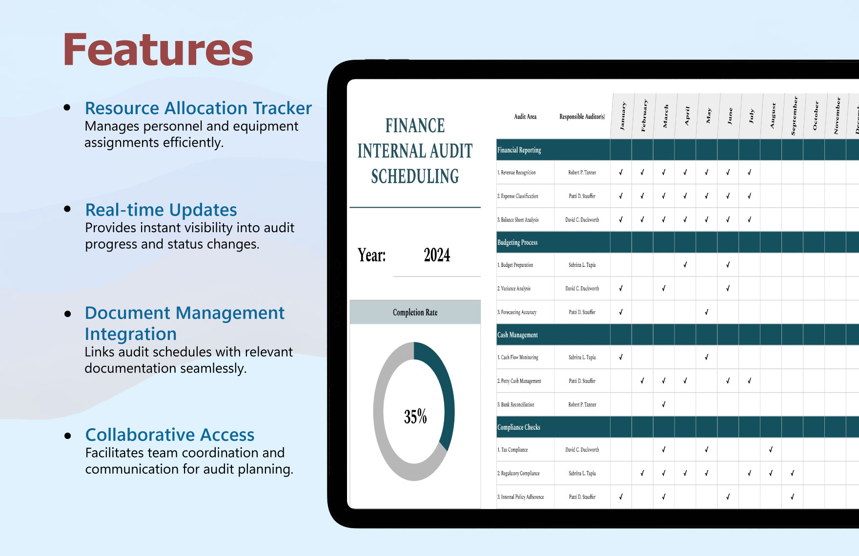Finance Internal Audit Scheduling Template