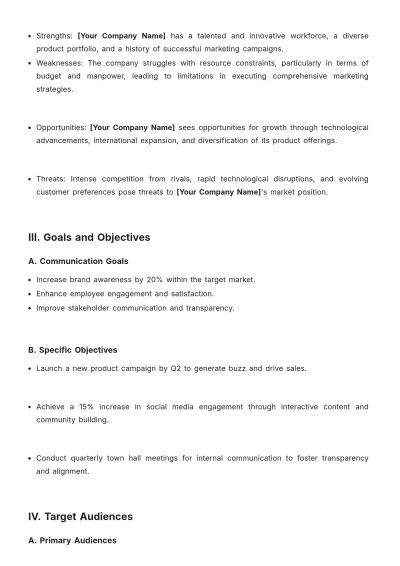Free Annual Communication Plan Template to Edit Online