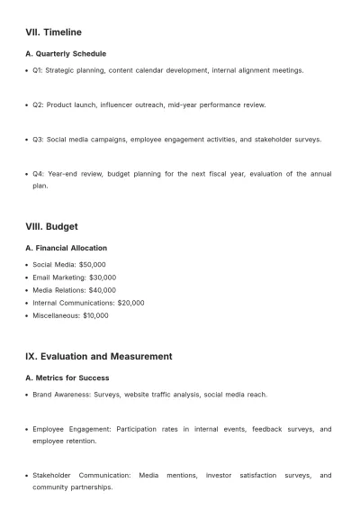 Free Annual Communication Plan Template to Edit Online