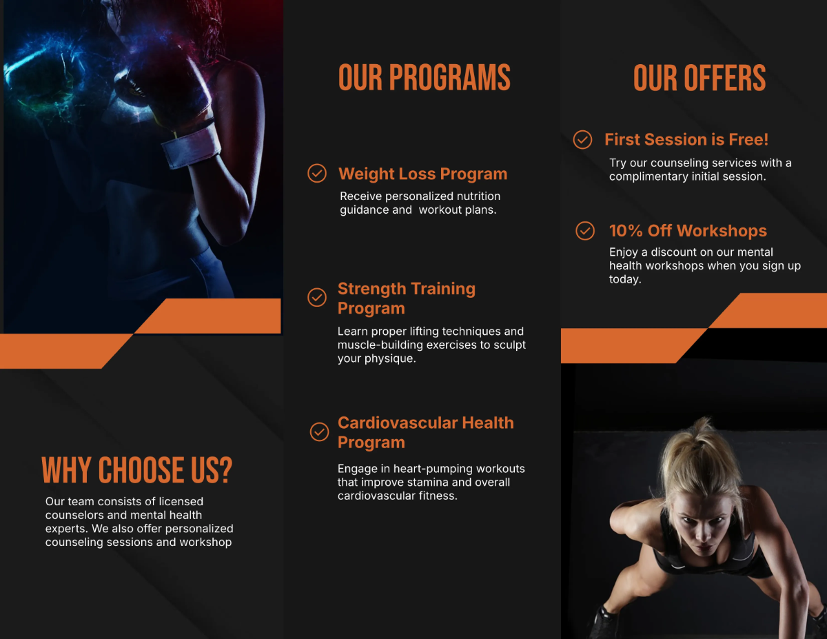Free Gym & Fitness Brochure Template to Edit Online