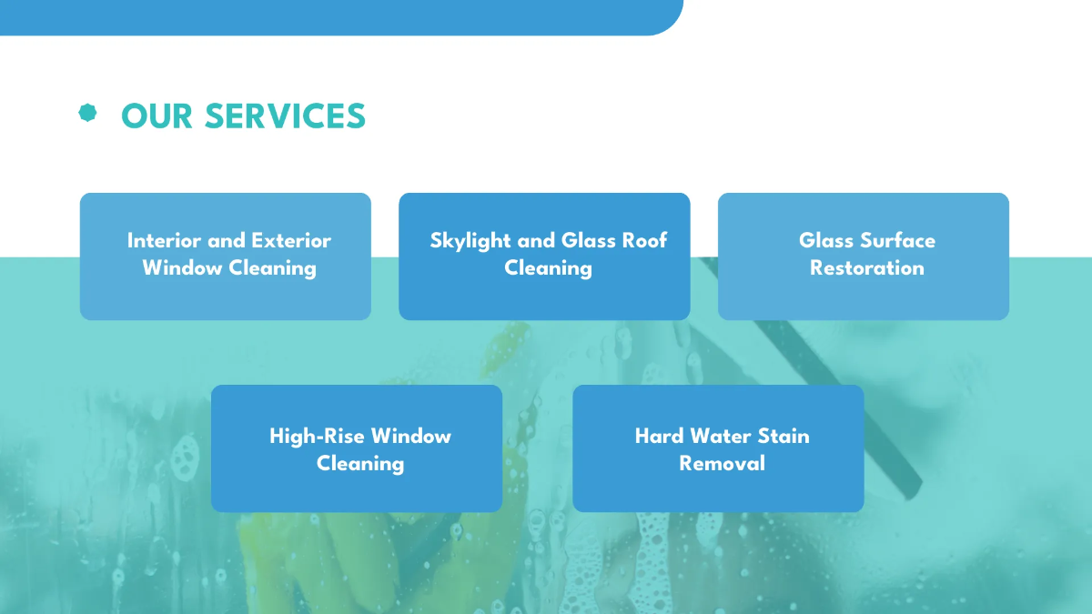 Free Window and Glass Cleaning Services Presentation Template to Edit Online