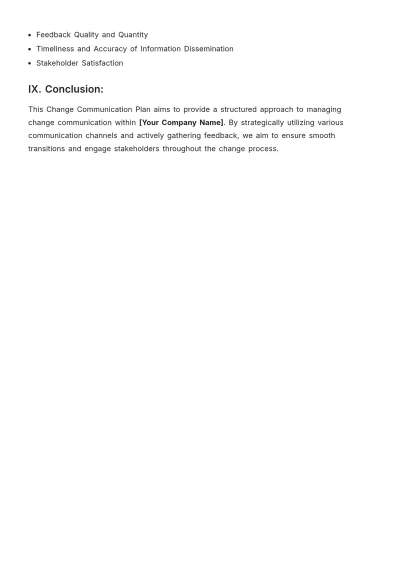 Free Change Communication Plan Template to Edit Online