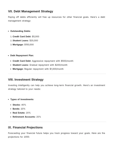 Free Household Financial Plan Template to Edit Online