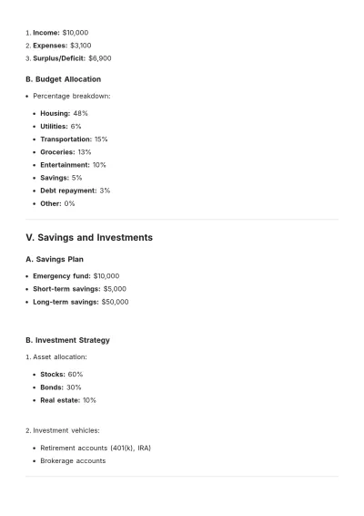 Free Financial Plan Template For Couple to Edit Online