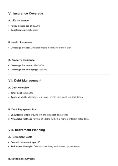 Free Financial Plan Template For Couple to Edit Online