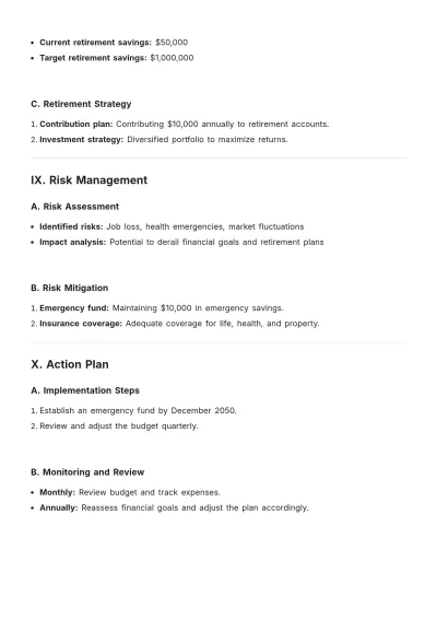 Free Financial Plan Template For Couple to Edit Online