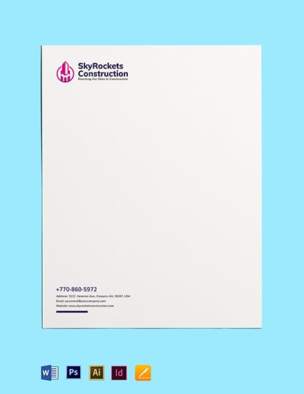 Commercial Construction Letterhead Template Psd Ai Id Word