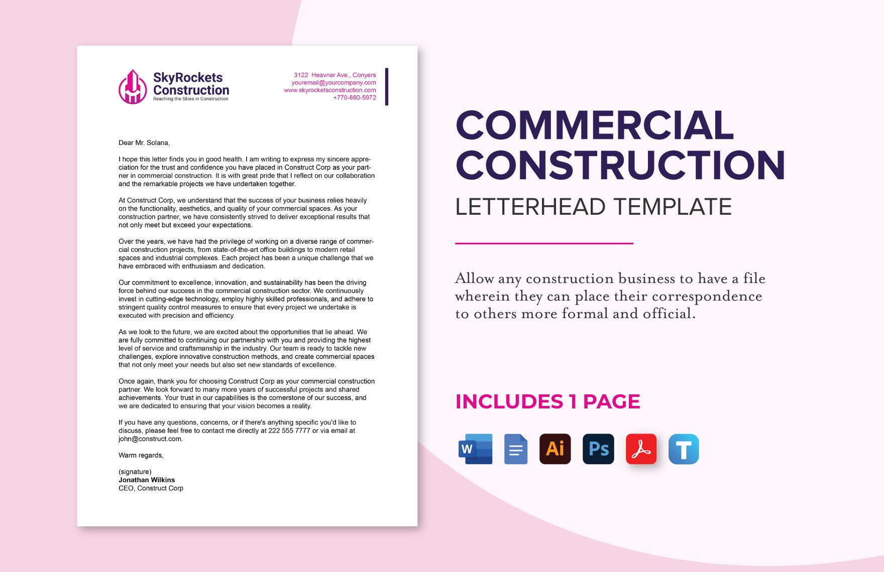 Commercial Construction Letterhead Template