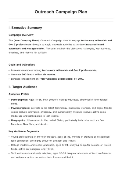 Free Outreach Campaign Plan Template to Edit Online