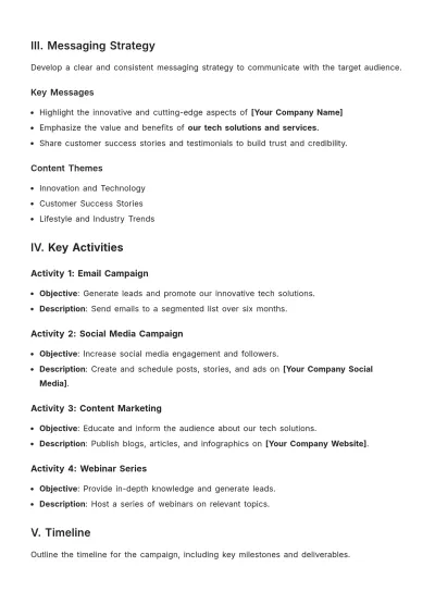 Free Outreach Campaign Plan Template to Edit Online