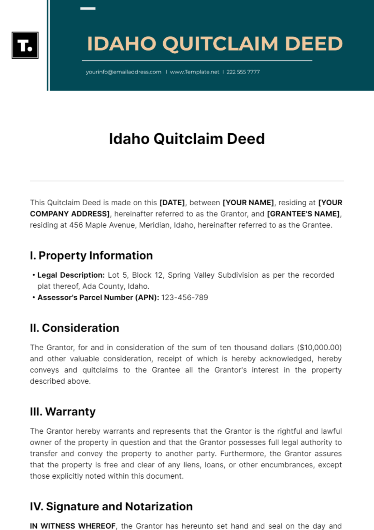 Idaho Quitclaim Deed Template - Edit Online & Download