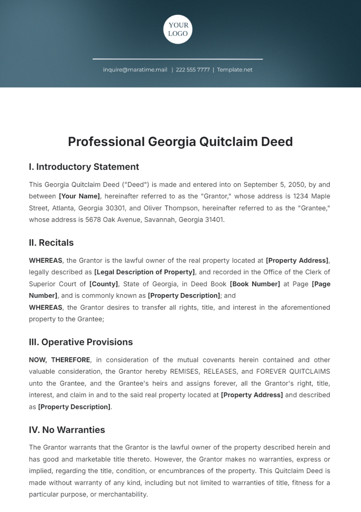 Professional Georgia Quitclaim Deed Template - Edit Online & Download