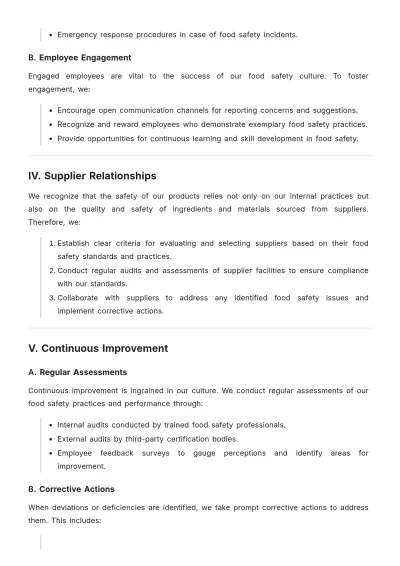 Free Food Safety Culture Plan Template to Edit Online