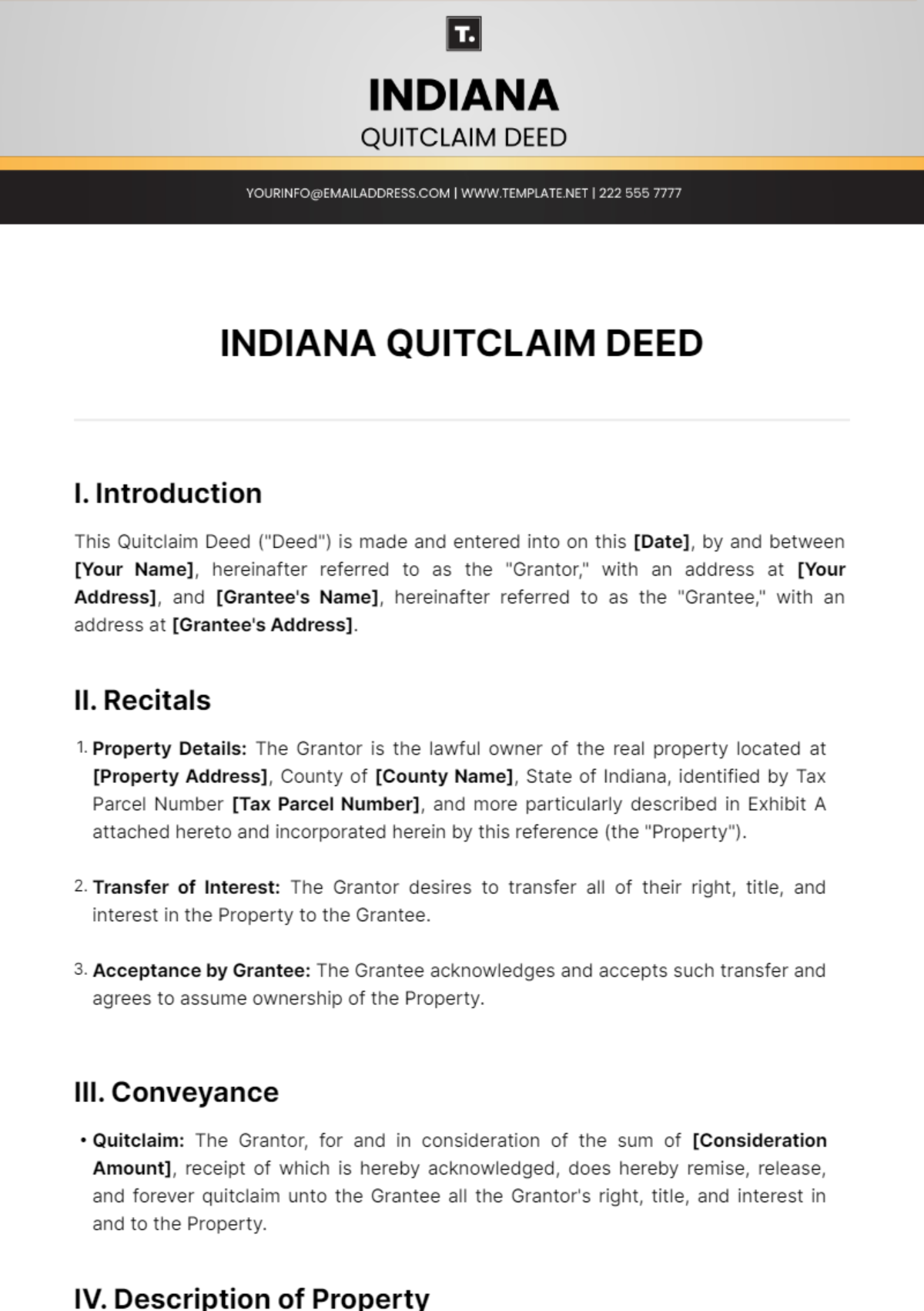 Indiana Quitclaim Deed Template - Edit Online & Download Example ...