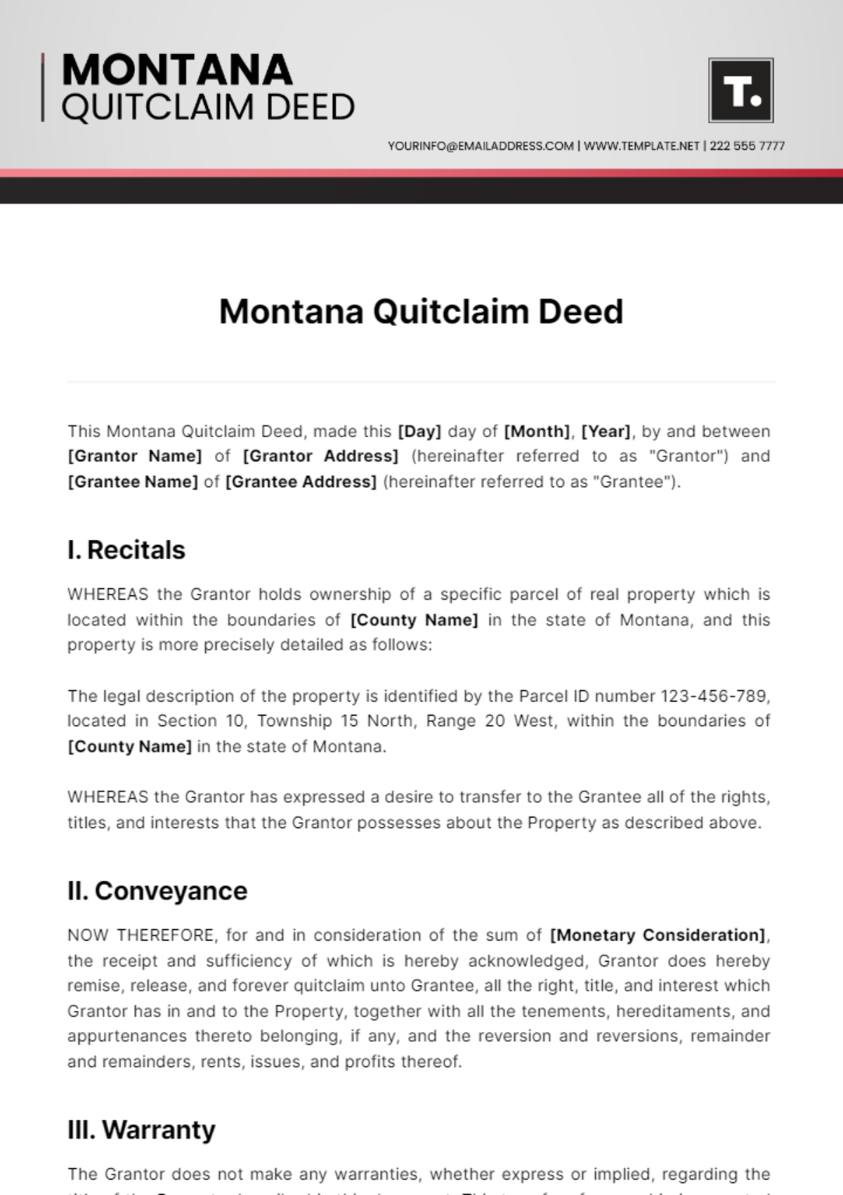 Montana Quitclaim Deed Template - Edit Online & Download