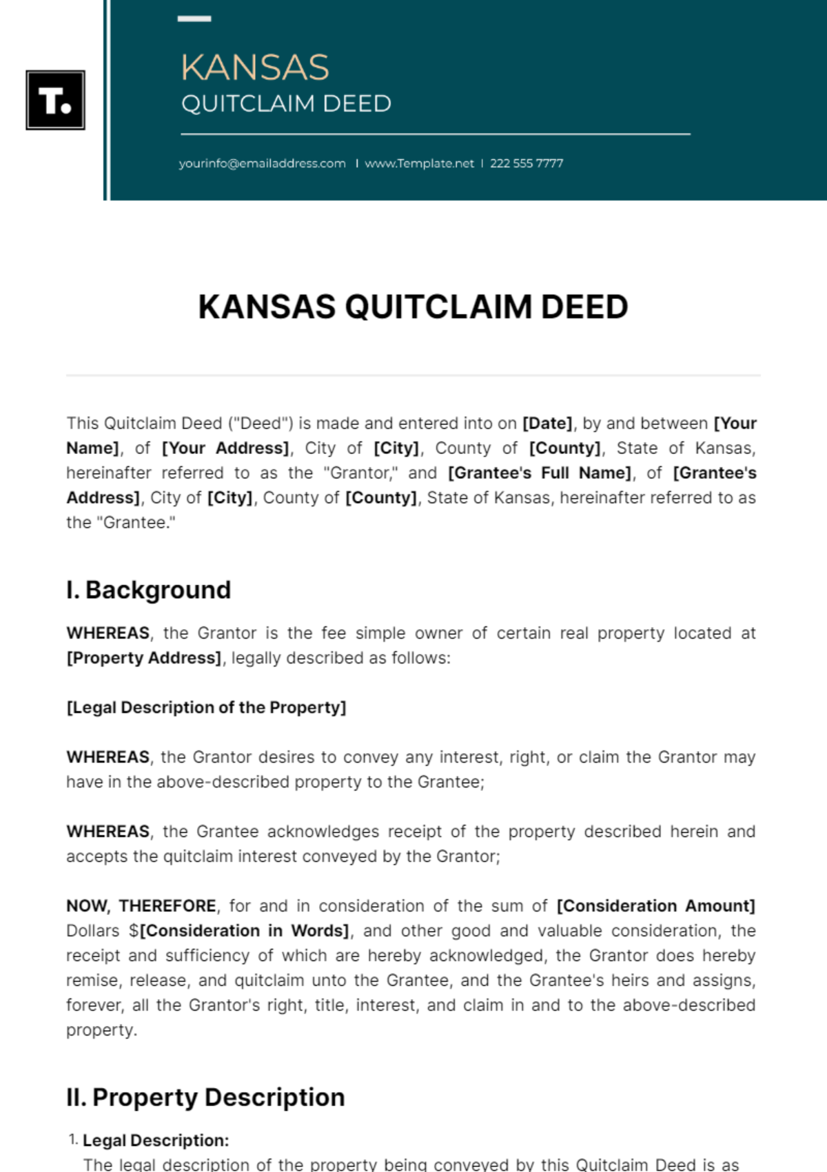 Free Kansas Quitclaim Deed Template to Edit Online