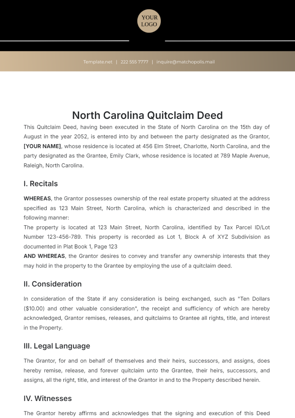 North Carolina Quitclaim Deed Template - Edit Online & Download