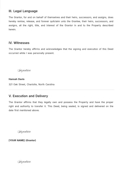 Free North Carolina Quitclaim Deed Template to Edit Online
