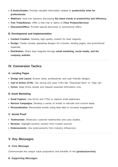 Free Lead Generation Campaign Plan Template to Edit Online