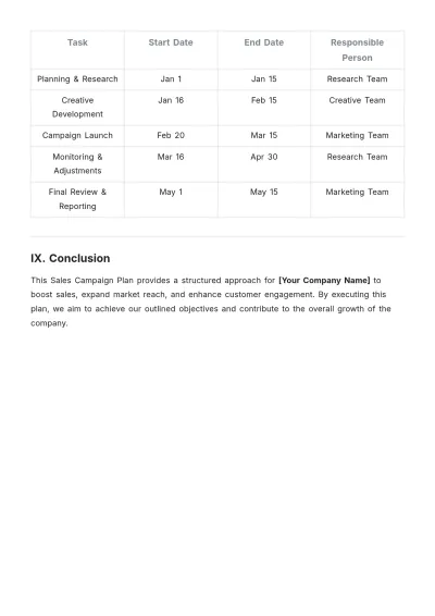 Free Sales Campaign Plan Template to Edit Online