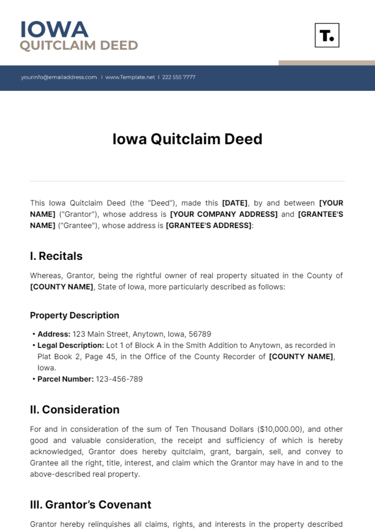 Iowa Quitclaim Deed Template - Edit Online & Download