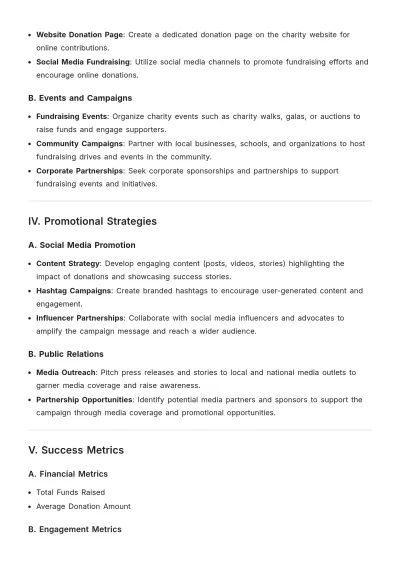 Free Charity Campaign Plan Template to Edit Online