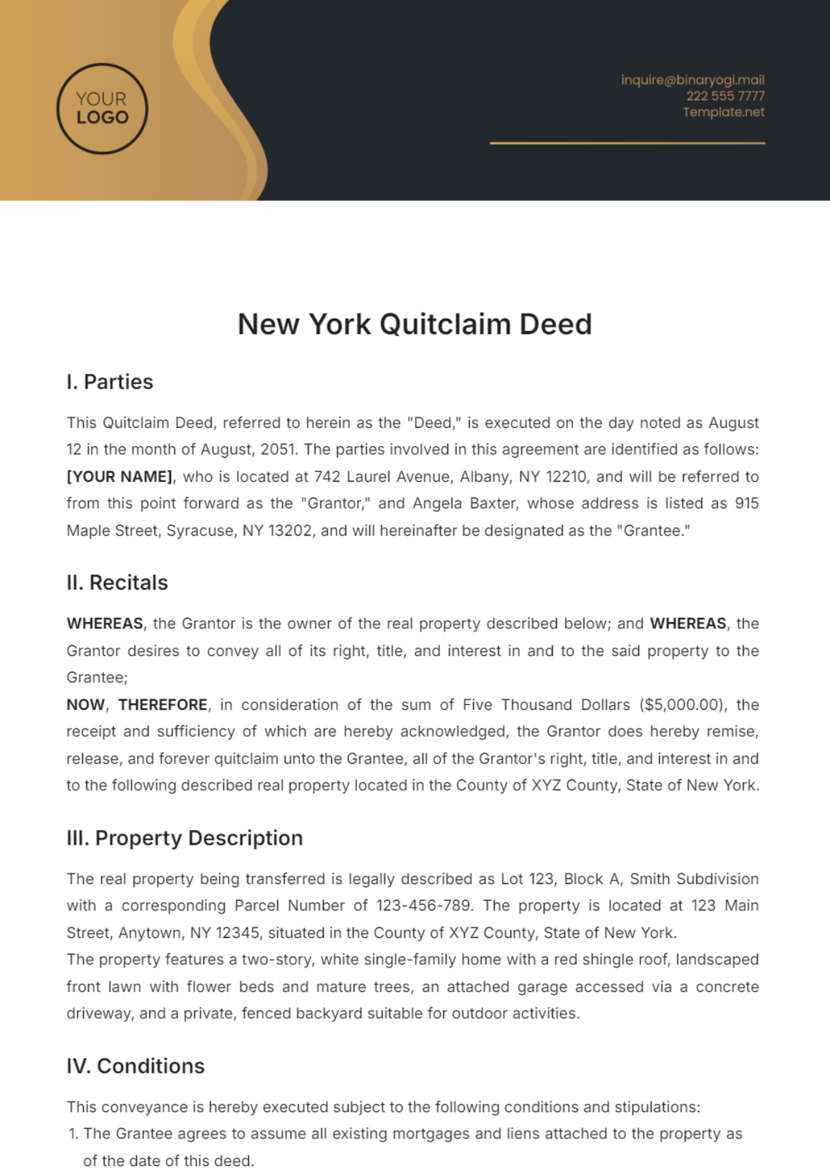 New York Quitclaim Deed Template - Edit Online & Download