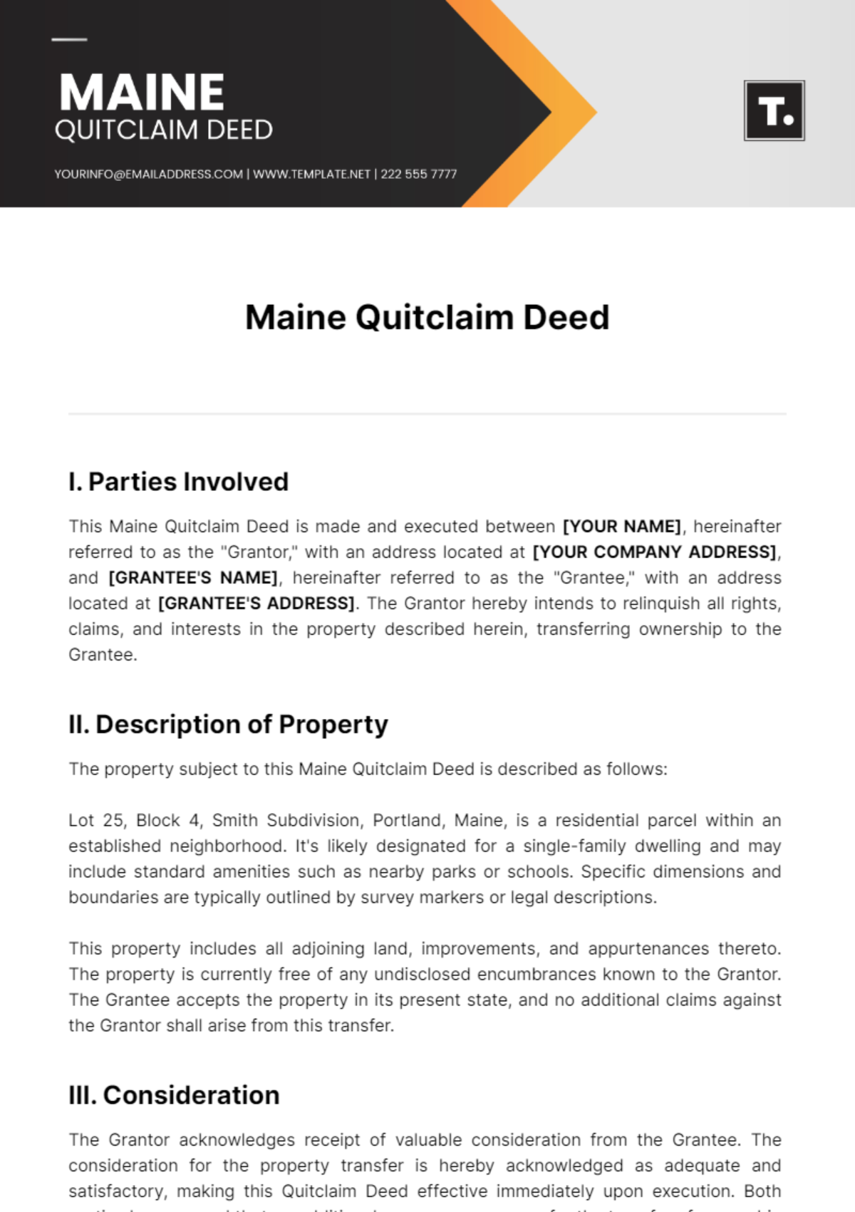 Maine Quitclaim Deed Template - Edit Online & Download