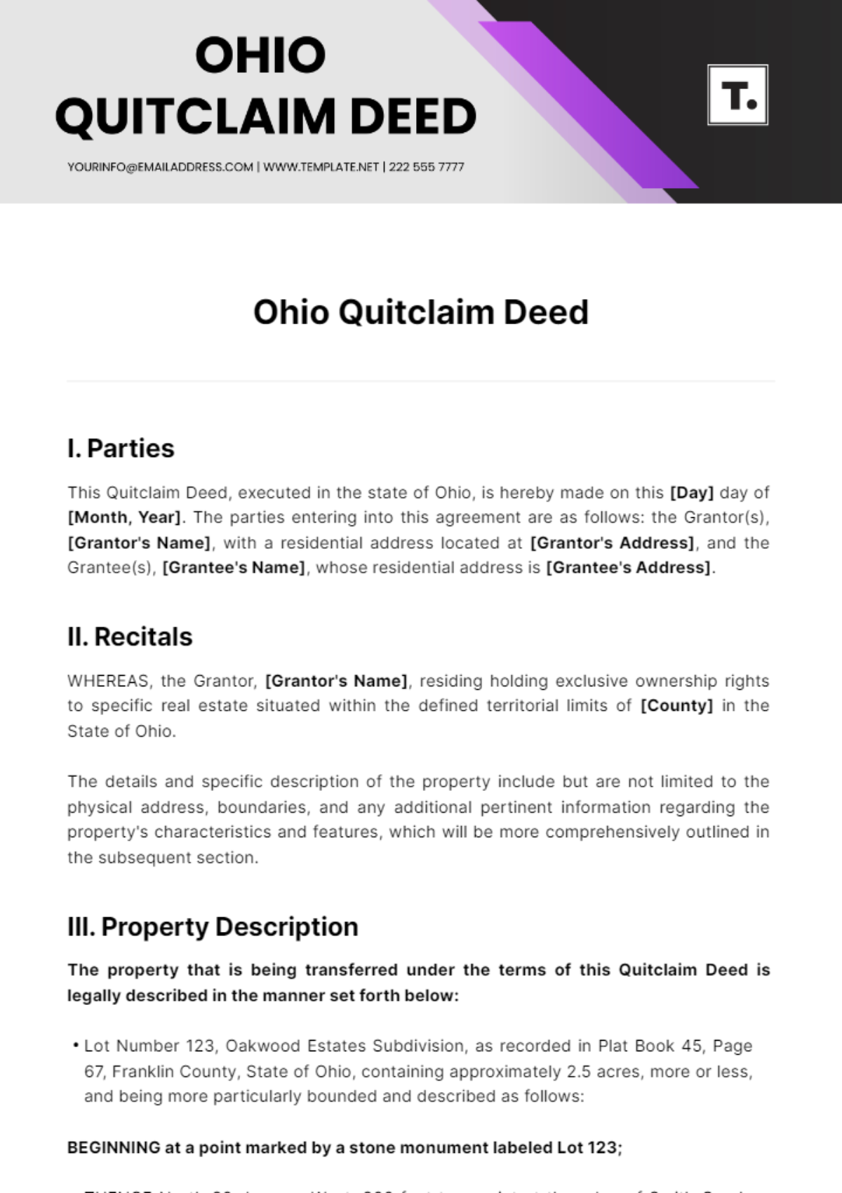 Ohio Quitclaim Deed Template - Edit Online & Download Example ...