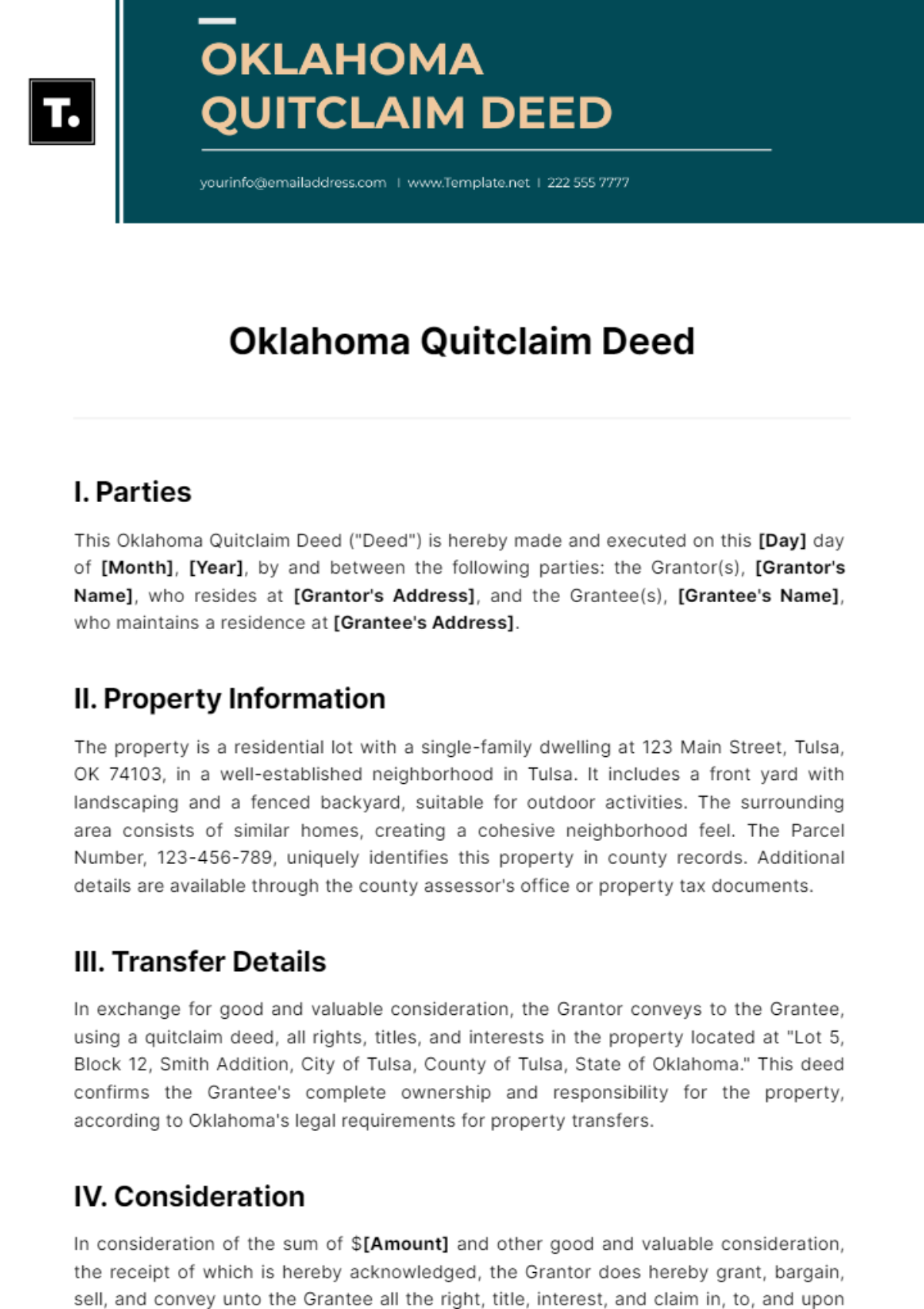 Oklahoma Quitclaim Deed Template - Edit Online & Download