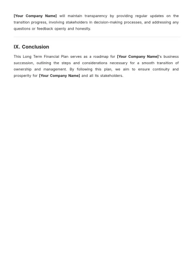 Free Long Term Financial Plan Template to Edit Online