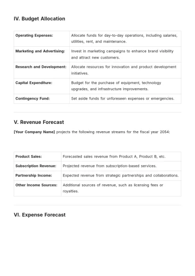 Free Annual Financial Plan Template to Edit Online